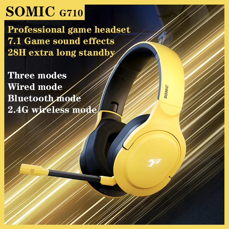 SOMIC G710 2.4G Wireless Bluetooth Integrat Professional Game Headphones ENC Noise Reduction HD Mic PC MAC Mobile Phone Headset