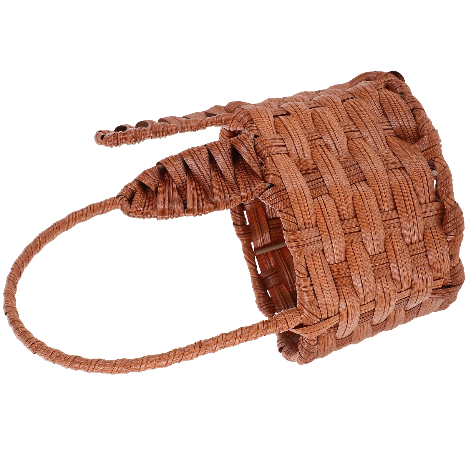 

Adorable Bunny Ear Easter Small Hand Woven Storage with Handle Gift Decorative Flower Basket Round Portable Picnic Basket Iron
