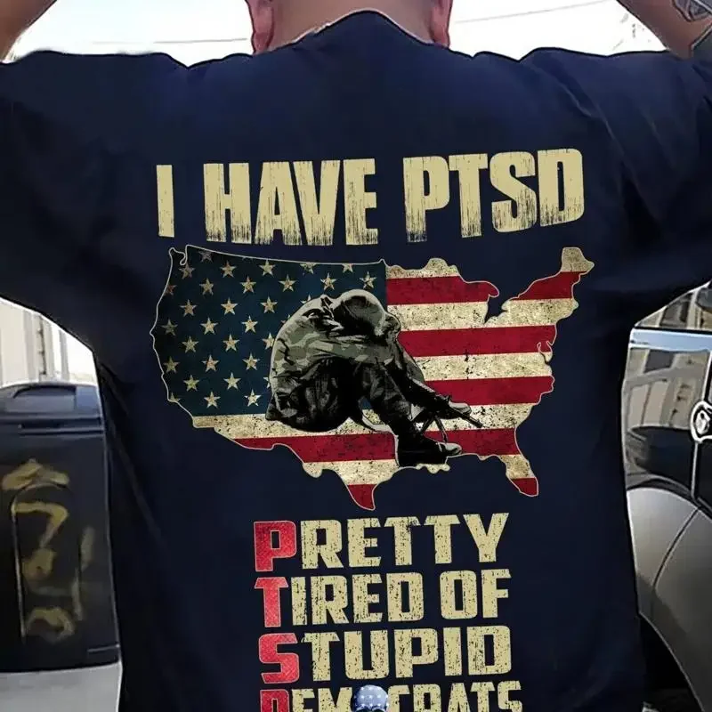 I Have Ptsd Funny Pretty Tired Of Stupid Democrats Vintage Veterans T-Shirt