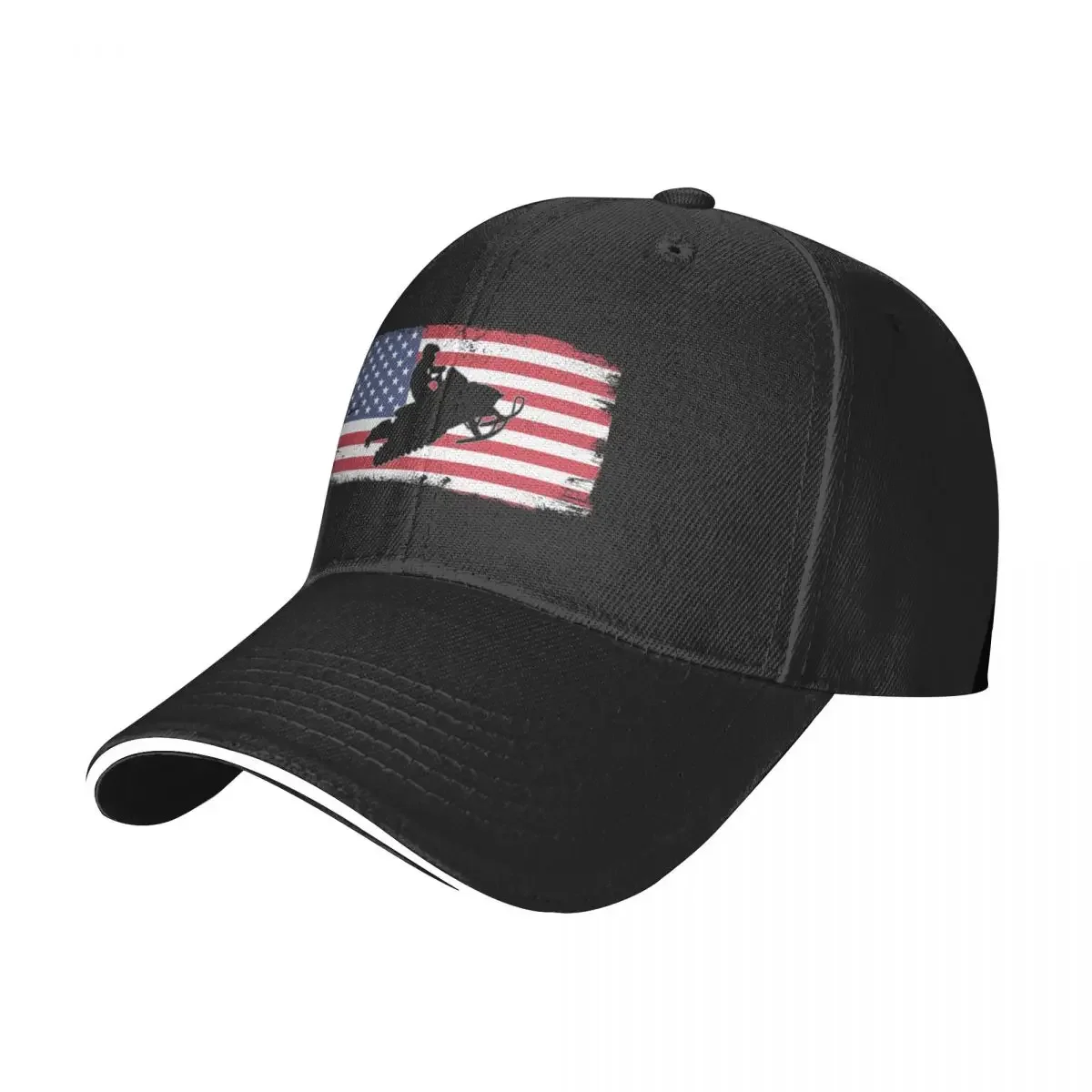 snowmobile rider united states us flag sled vintage Baseball Cap Military Cap Man Sun Cap Male Women's