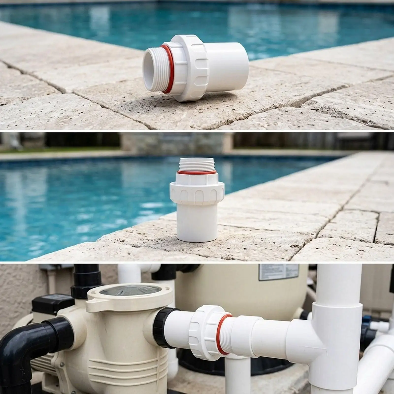Pool Pump Fittings with Threaded Interface Repair Parts Simple Instalaltion PVC Union Adapter Connector Threaded PVC Joint