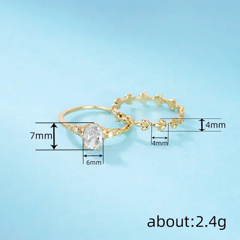 Huitan الفاخرة 2 قطعة/المجموعة النساء خواتم الذهب اللون ورقة تصميم مطعمة لامعة تشيكوسلوفاكيا أنيقة اكسسوارات الأزياء والمجوهرات لحفل الزفاف