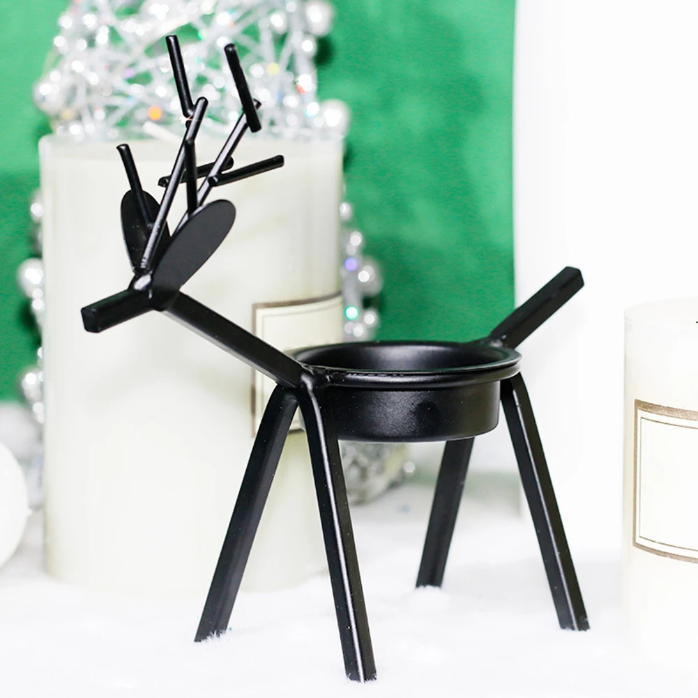 Christmas Deer Candle Holder Gorgeous Iron Living Room Decor Restaurant Decor Stylish Vintage Wrought Iron 1pc