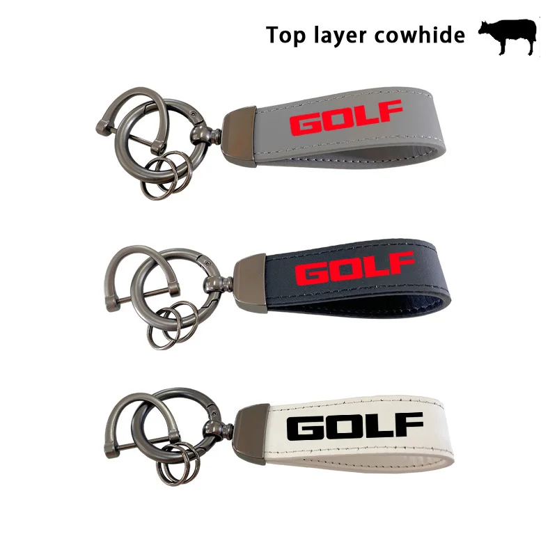 for VW GOLF 3 4 5 6 7 8 VW MK4 MK5 MK6 MK7 GTD GTI GLI Top Layer Cowhide Key Chain Keyrings Lanyard Custom Logo