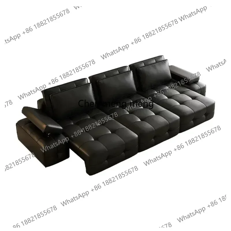 

D182Leather sofa, electric one layer cowhide, multifunctional and extendable, zero wall, Italian living room sofa bed