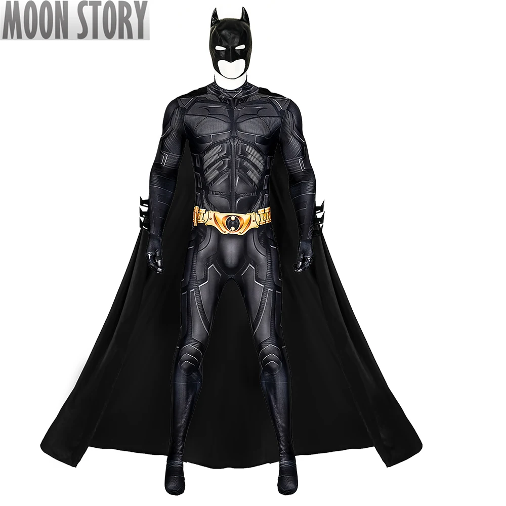 

Bat Bat Bruce Wayne Cosplay Costume The Dark Knight Rises Suit Adults Man Cosplay Outfit Jumpsuit with Cape Mask for Halloween