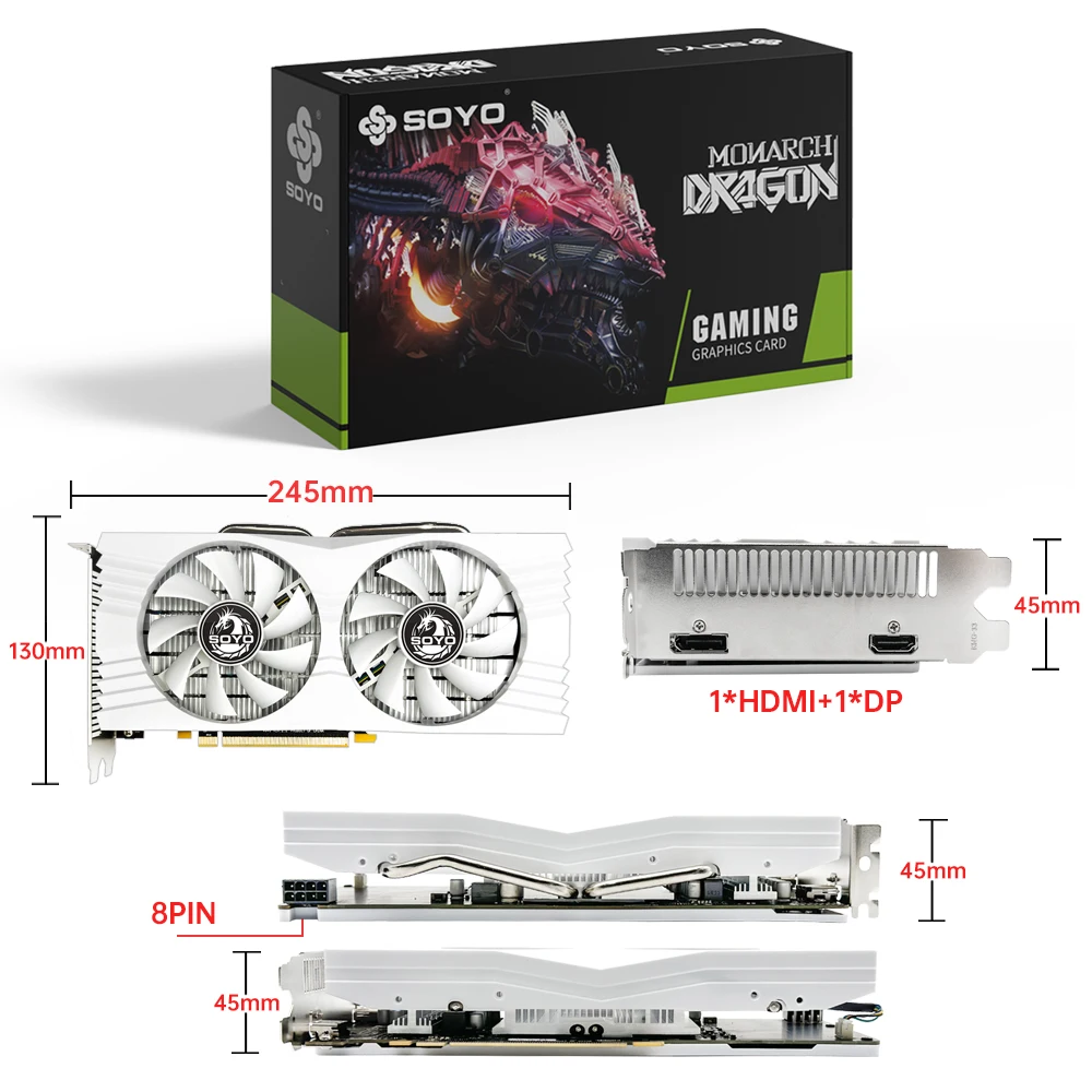 SOYO AMD Radeon RX580 8G schede grafiche GDDR5 Memory Video Gaming Card muslimhdmi DP * 2 per componenti di Computer Desktop