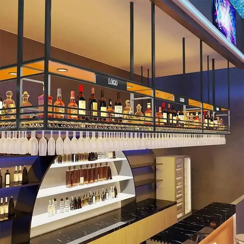 Display Hanging Salon Wine Cabinets Bar Liquor Corner Inverted Bottle Wine Rack Buffet Restaurant Adega Barzinho Display Cabinet