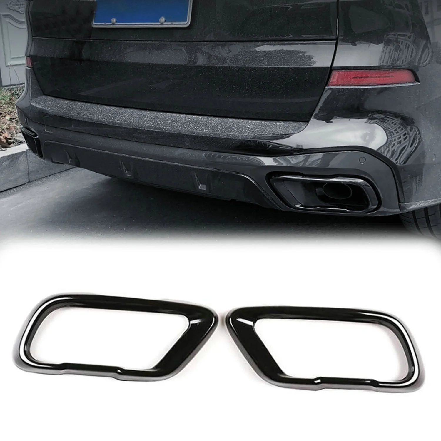Black Muffler Tip Covers for BMW X5 X6 X7 G05 G06 G07 2019-2023