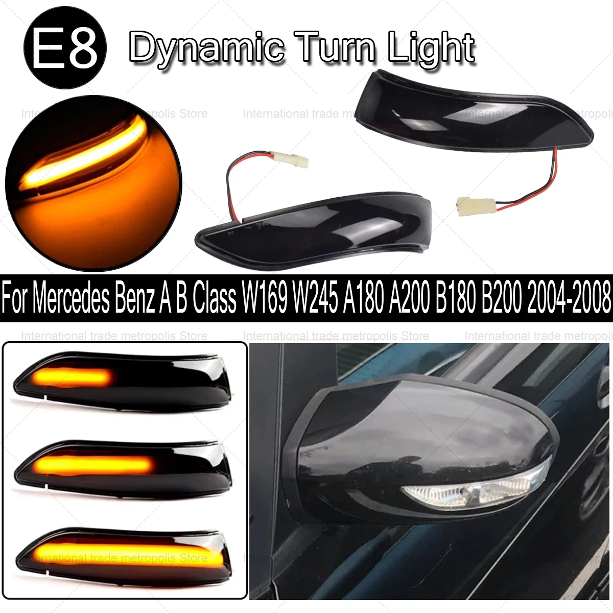 

LED Dynamic Turn Signal Blinker for Mercedes A/B Class W169 W245 2004-2008 A180/A200 B180/B200 Arrow Mirror
