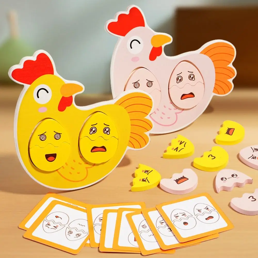 Cartoon Animals 3D Wooden Puzzles Board Double Battle 3D Wooden Puzzle Toy Face Changing Expression Intelligence