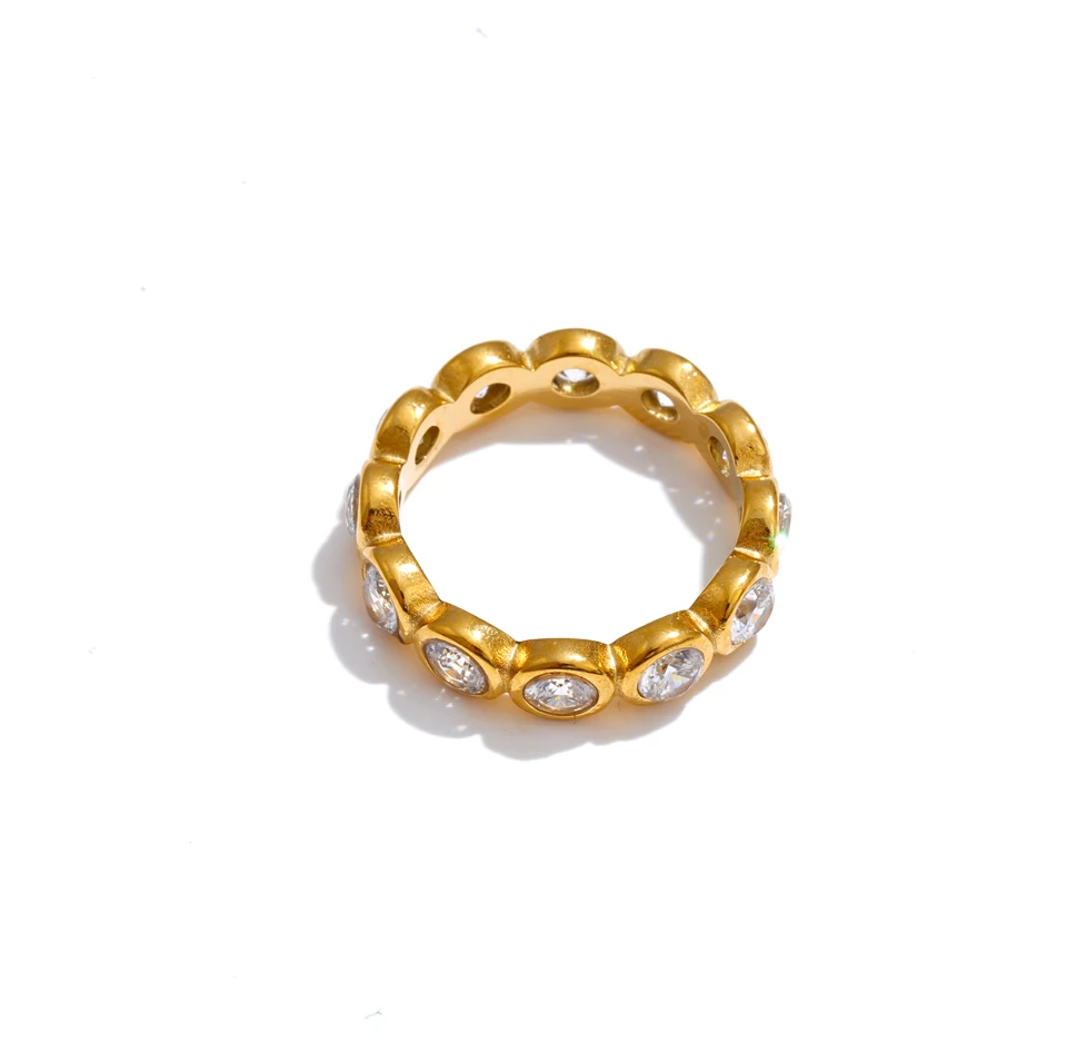 Yhpup Größe 678 Edelstahl-Ring mit kubischem Zirkonia, rund, hochwertig, für den Alltag, modisch, Premium-Schmuckzubehör für Damen – Detail 3