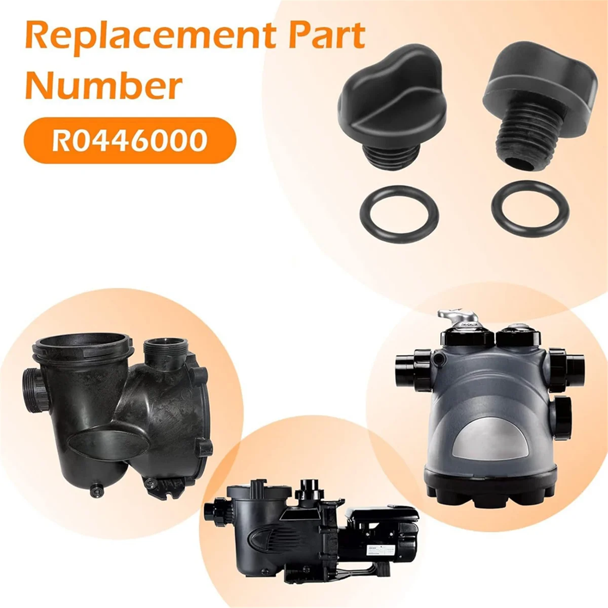 A03R 2pc R0446000 Pool Pump Pipe Plug with O-Ring Replacement for Filter Pumps,Booster Pump & Water Purification System