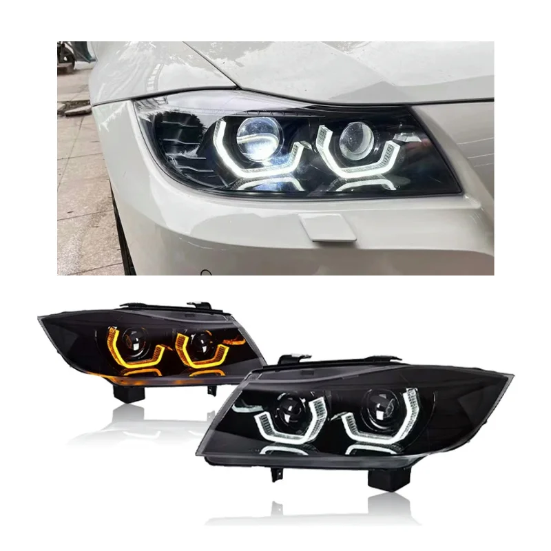 

E90 Обновление фар для BMW 3 серии 2005-2012 гг. Светодиодные фары DRL Дневные ходовые огни Динамические указатели поворота Лазерная фара
