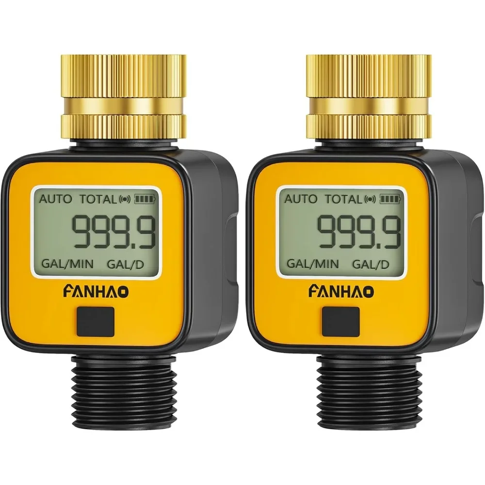 

Dual Water Flow Meter Set Brass Thread Gallon Liter Gauge High Accuracy IPX6 Outdoor Garden RV Tank