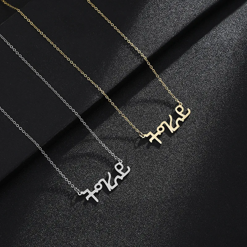 Europe, America, Ethiopia Tigray Region Pendant Stainless Steel Necklace Femininity Ancient English Letter Clavicle Chain