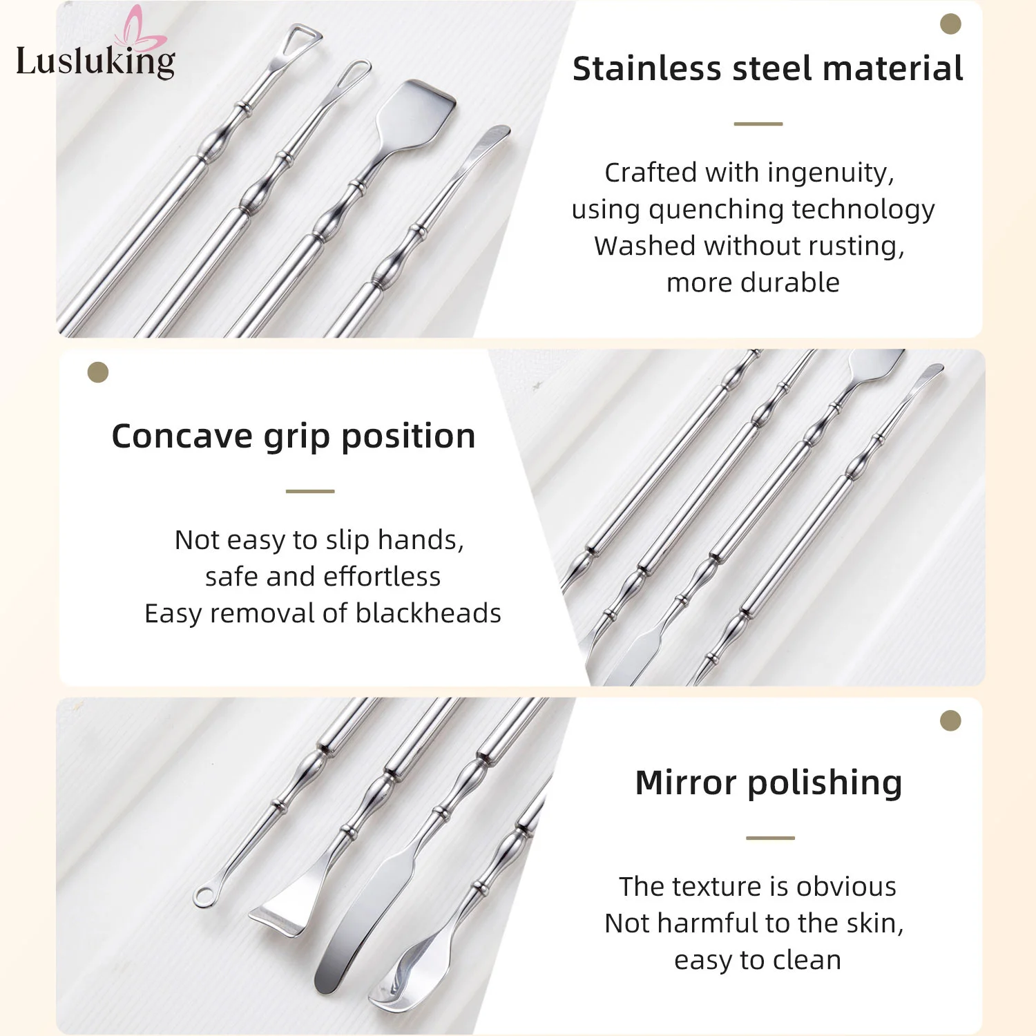 สแตนเลส Blackhead Remover แหนบสิวเครื่องมือ Pore ทําความสะอาดขอบสําหรับจมูกอ่อนโยน Acne EXTRACTOR ทําความสะอาดง่าย