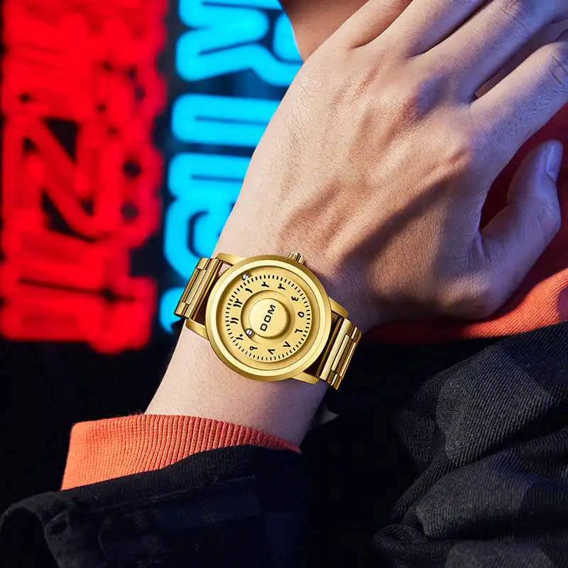 

DOM 1769 Magnetic Suspension Technology Design Fashionable Watches for Man Waterproof Quartz Steel Strip Watches Reloj Hombre