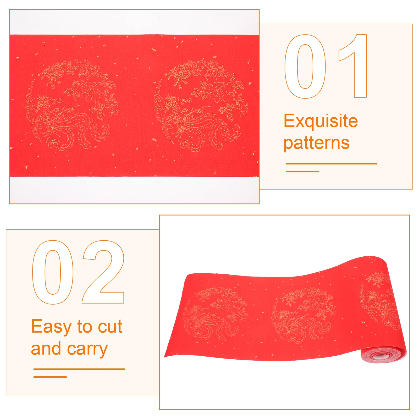 1 لفة أرز أحمر فارغ للعام الصيني الجديد لوحة الخط التمرير ورق الحرف مهرجان الربيع ورق الكتابة #5