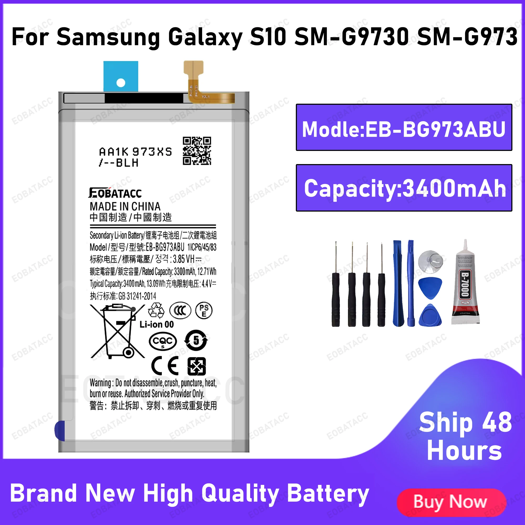 2026 YEARS New EB-BG973ABU 3400mAh Battery For Samsung Galaxy S10 S10 X SM-G9730 SM-G973 G973F G973U Mobile Phone +Free Tools