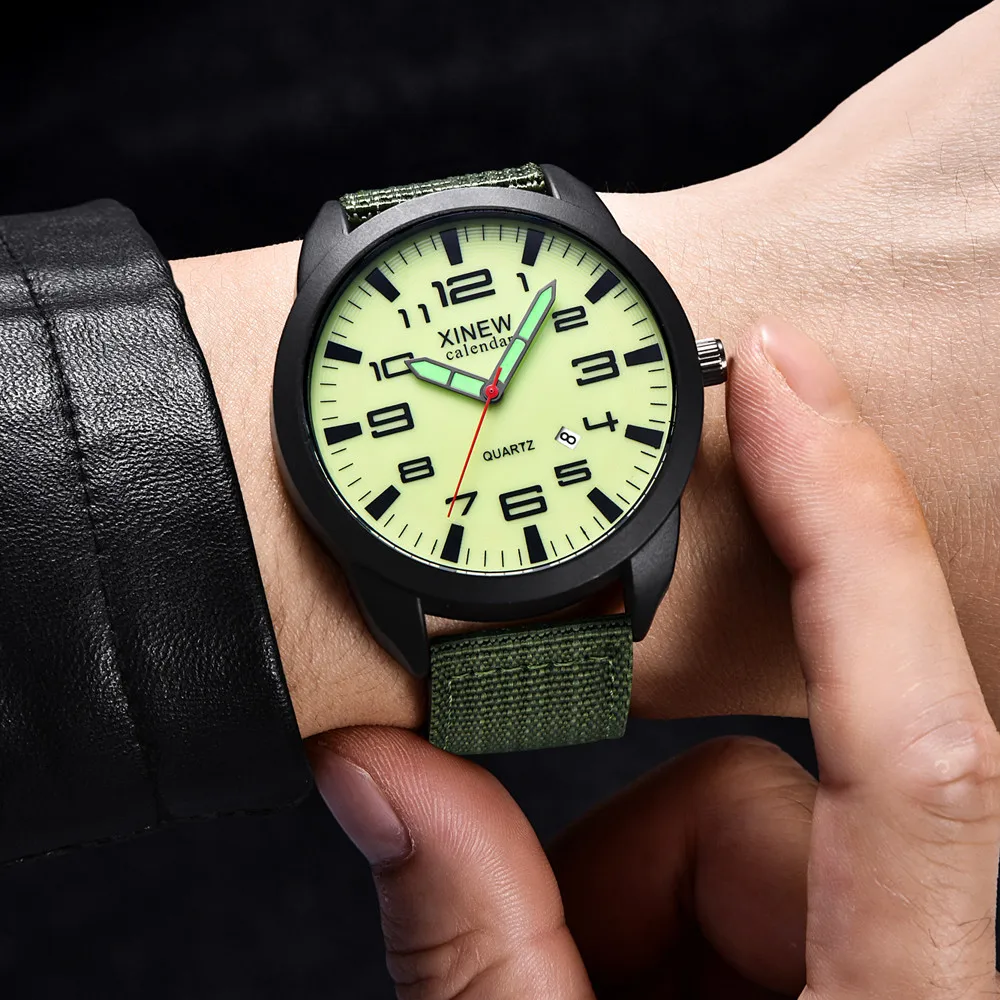 

Fashion Men'S Watch Men Watch Waterproof High Quality Nylon Strap Calendar Luminous Quartz Wrist Watch Erkek Kol Satleri