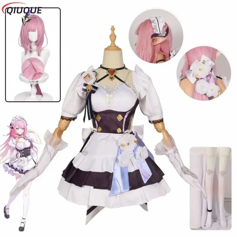 

Game Honkai Impact 3 Elysia Cosplay Costume Wig Shoes Girls Women Uniforms Maid Dress Halloween Carnival Party Outfit