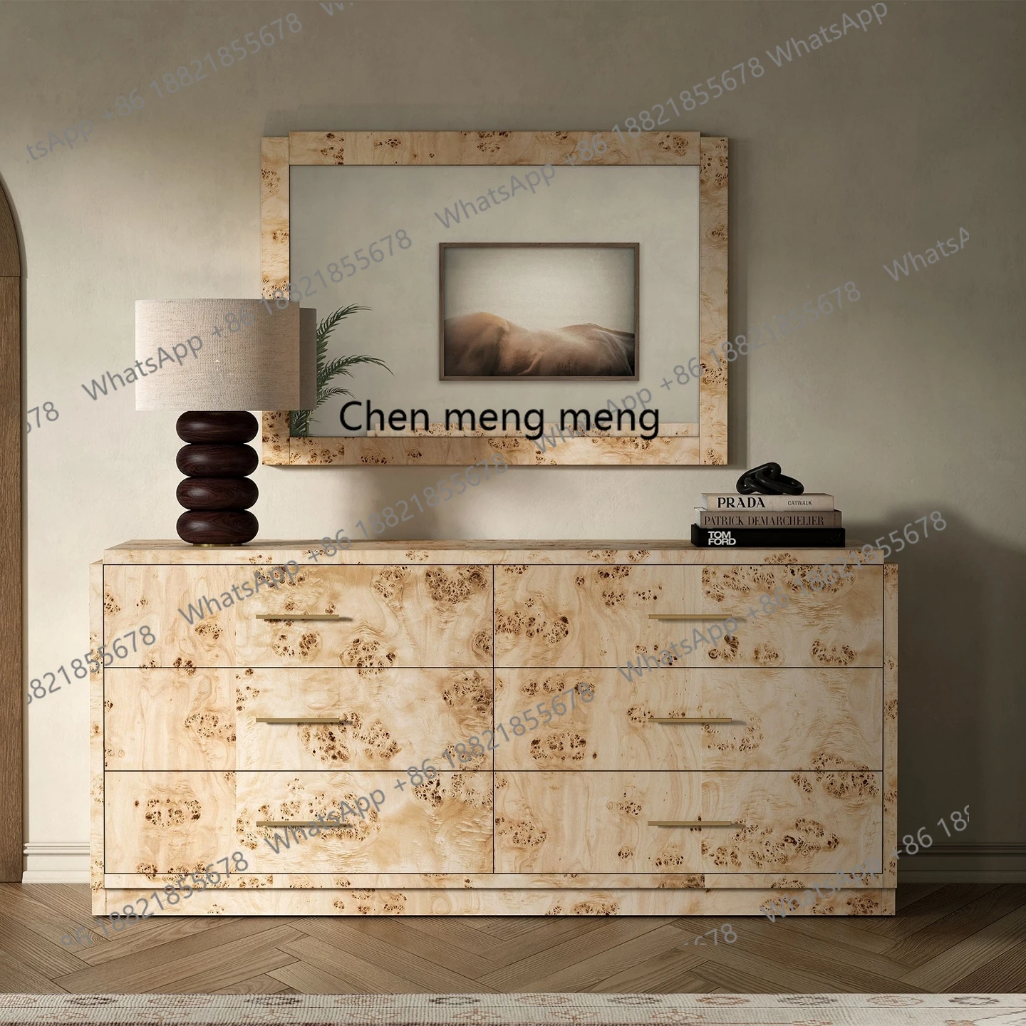 North American simple retro fully modern bookcase living room bedroom against the wall entrance storage six chest cabinet