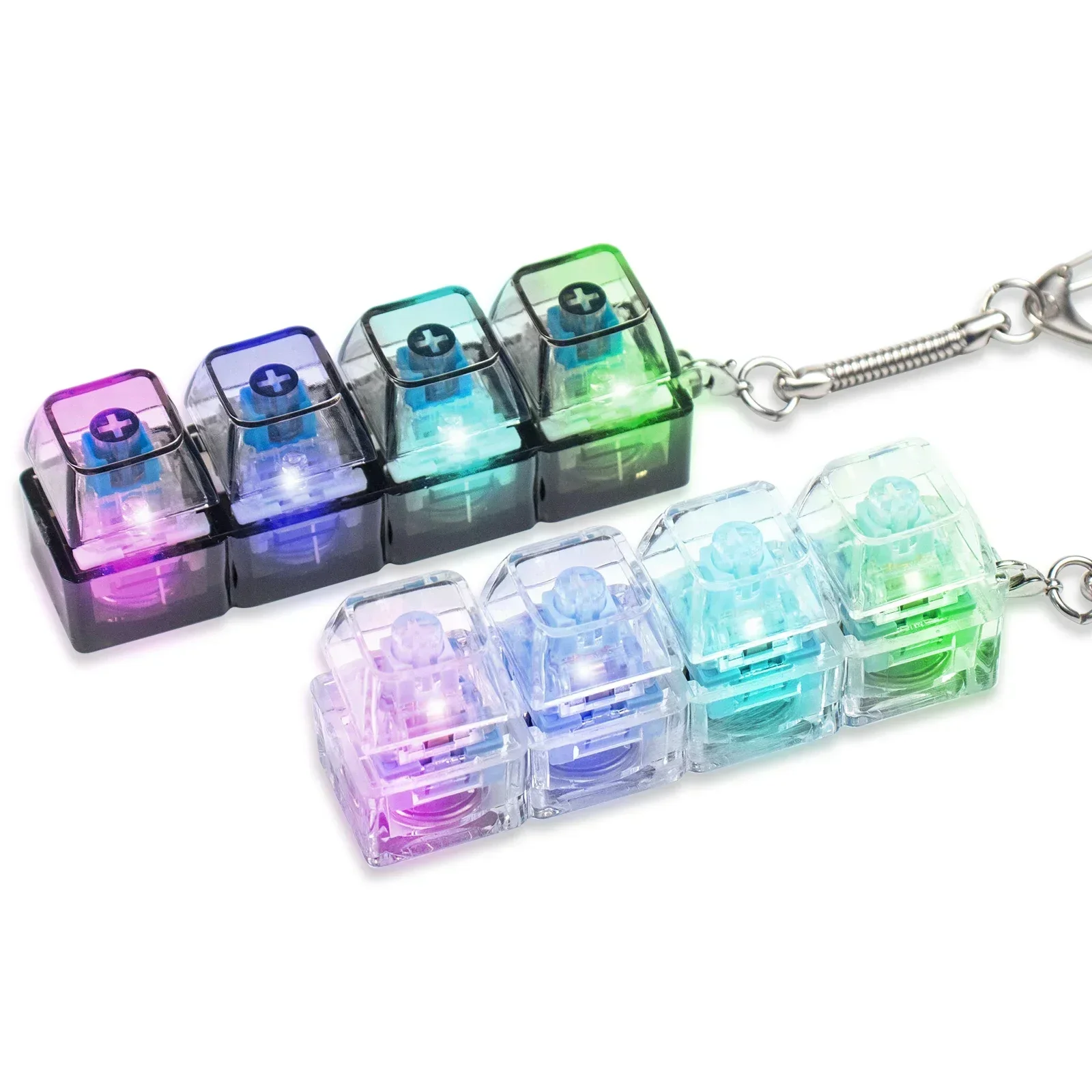 1/10pcs Light Up Keyboard Keychain Stress Relief Clickable LED Button Toy for People with Anxiety Office Desk Accessory
