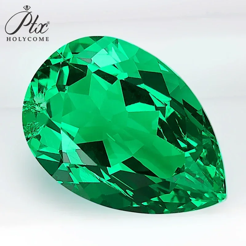 

Lab Grown Colombia Emerald Pear Shape Sparkling Gems Green Color Hydrothermal HandCut Selectable AGLCertificate Unique features