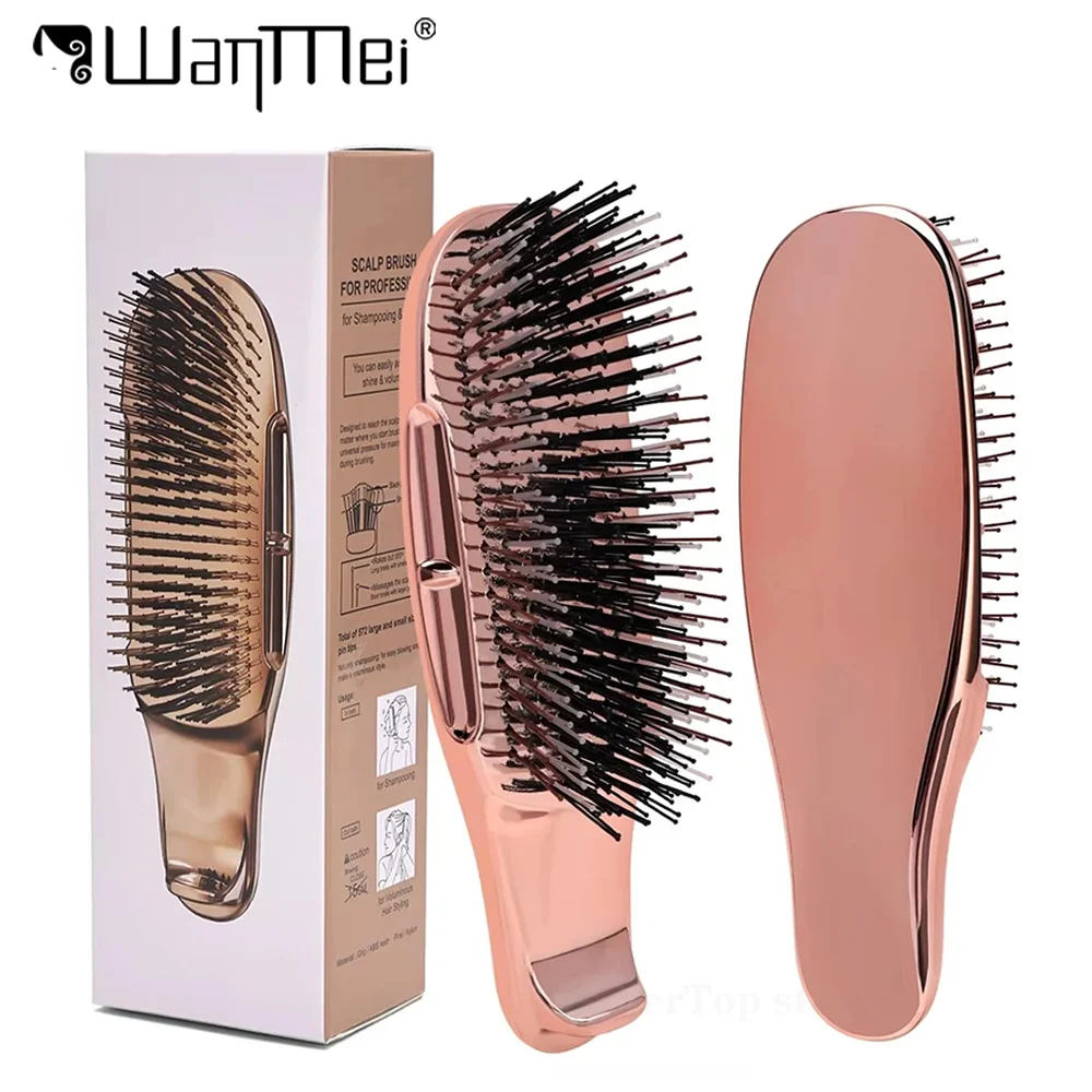

1pcs Salon Massage Hairbrush Upscale Electroplated Portable Hairdressing Brush Professional Knotting Smooth Beauty Styling Tools