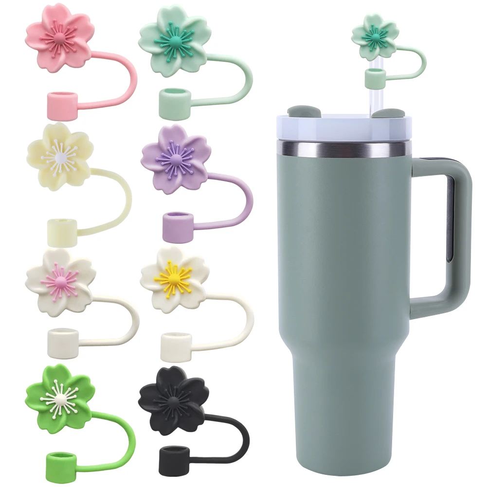 

Flower Straw Cover Dust-Proof 10mm Cute Straw Tip Cover Reusable Drinking Straw Cap for Stanley Cup Gifts for Kids Party Favors