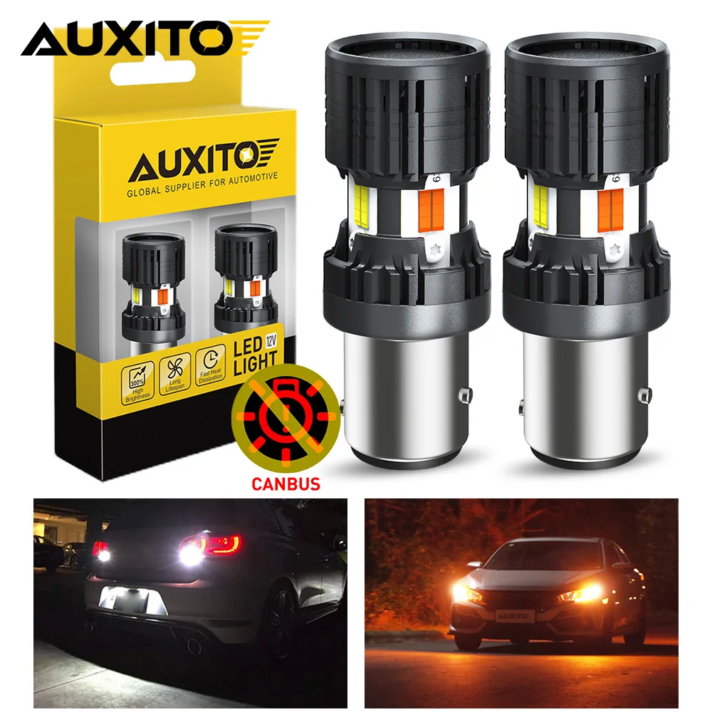 

AUXITO 2 шт. Switchback 1157 P21/5W Светодиодная лампа Canbus Двойной цвет Белый Янтарный DRL Парковочные указатели поворота T20 7443 3157 Светодиодная лампа