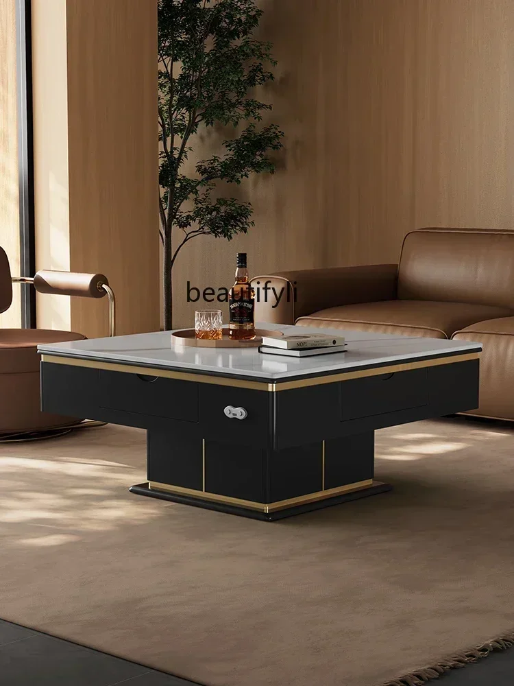

V cqyLiftable electric mahjong table, rock board coffee table, fully automatic dining table, mahjong machine integrated