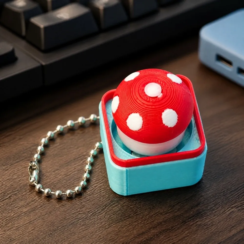 Keyring Mushroom Finger Button Clicker Clicking Pressure Cute Clicker Fidget Fidget Keychain Office