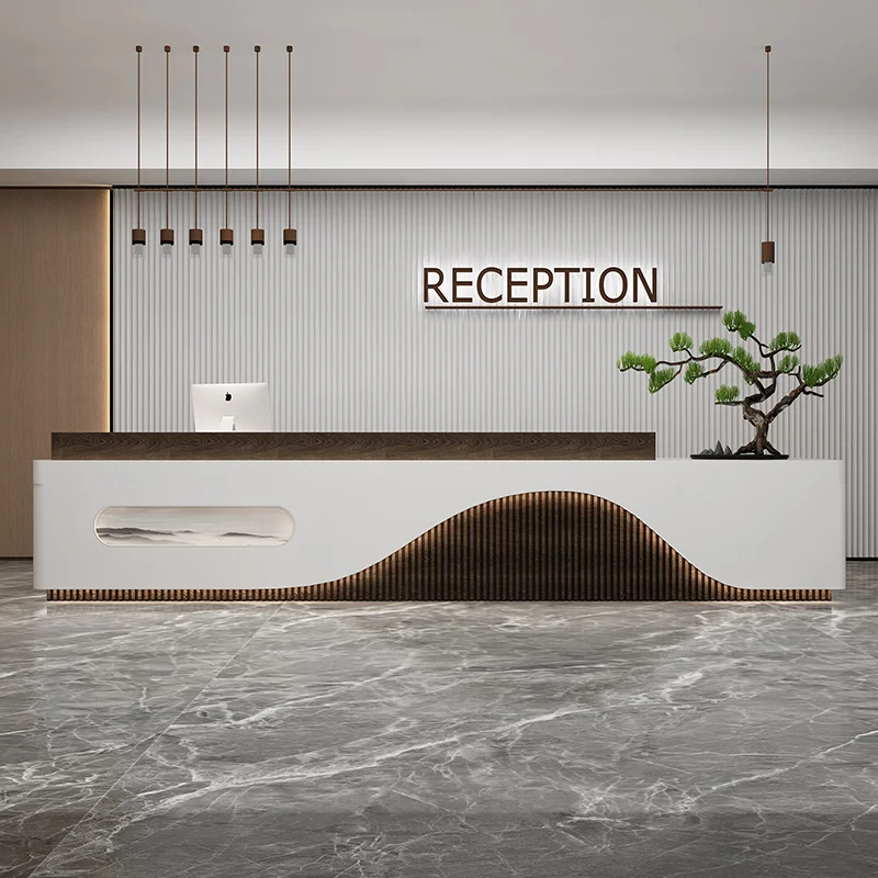 

Hospital Console Reception Desks Church Counter Wood Office Front Desk Mobile Service Scrivania Cameretta Furniture Reception