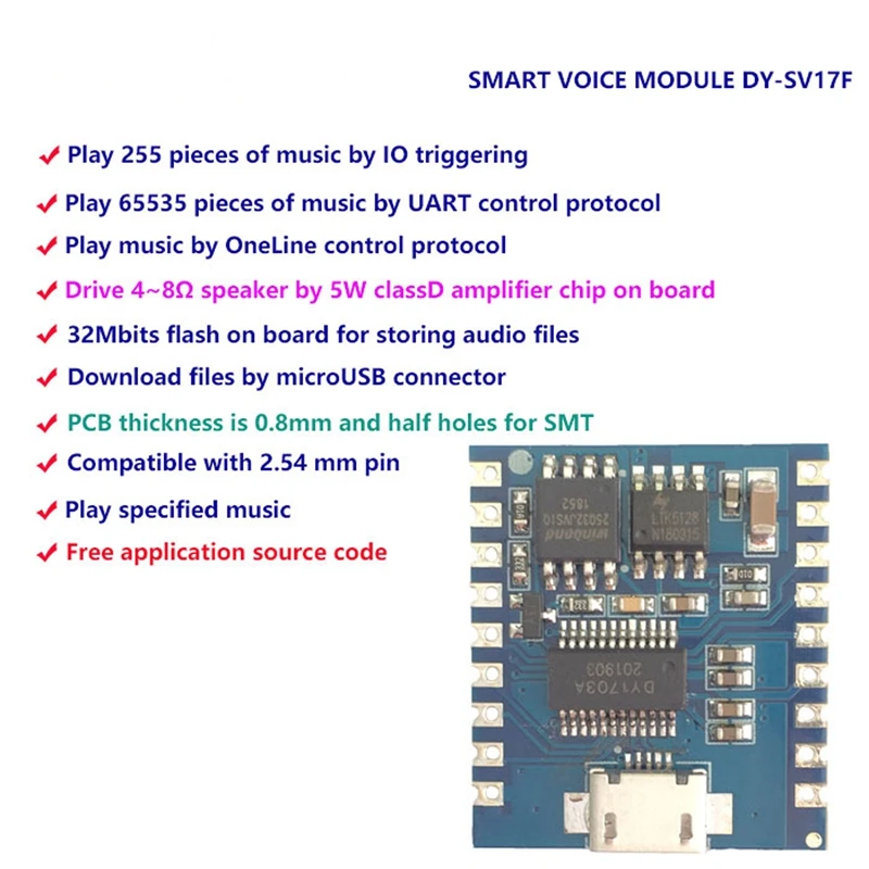 DY-SV8F/SV5W/SV17F USB Voice playback module MP3 music player for Arduino BSG