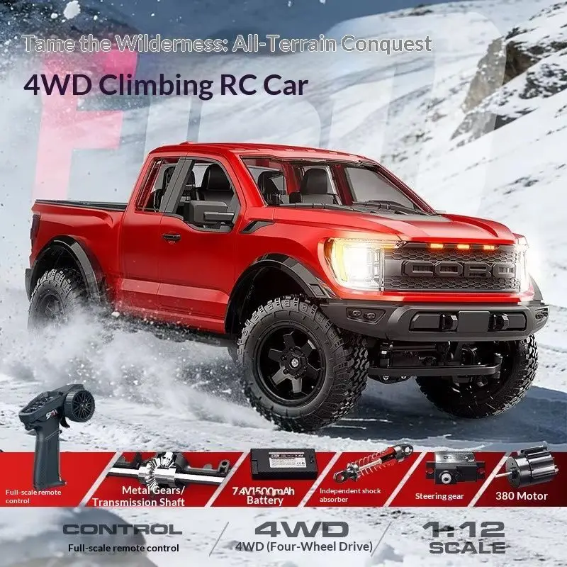 【In Stock】Hongxing F150 Remote Control Car 1:12 Off-Road Climbing Model Four-Wheel Drive Rc Pickup Truck Climbing Truck Boy Toy view 2