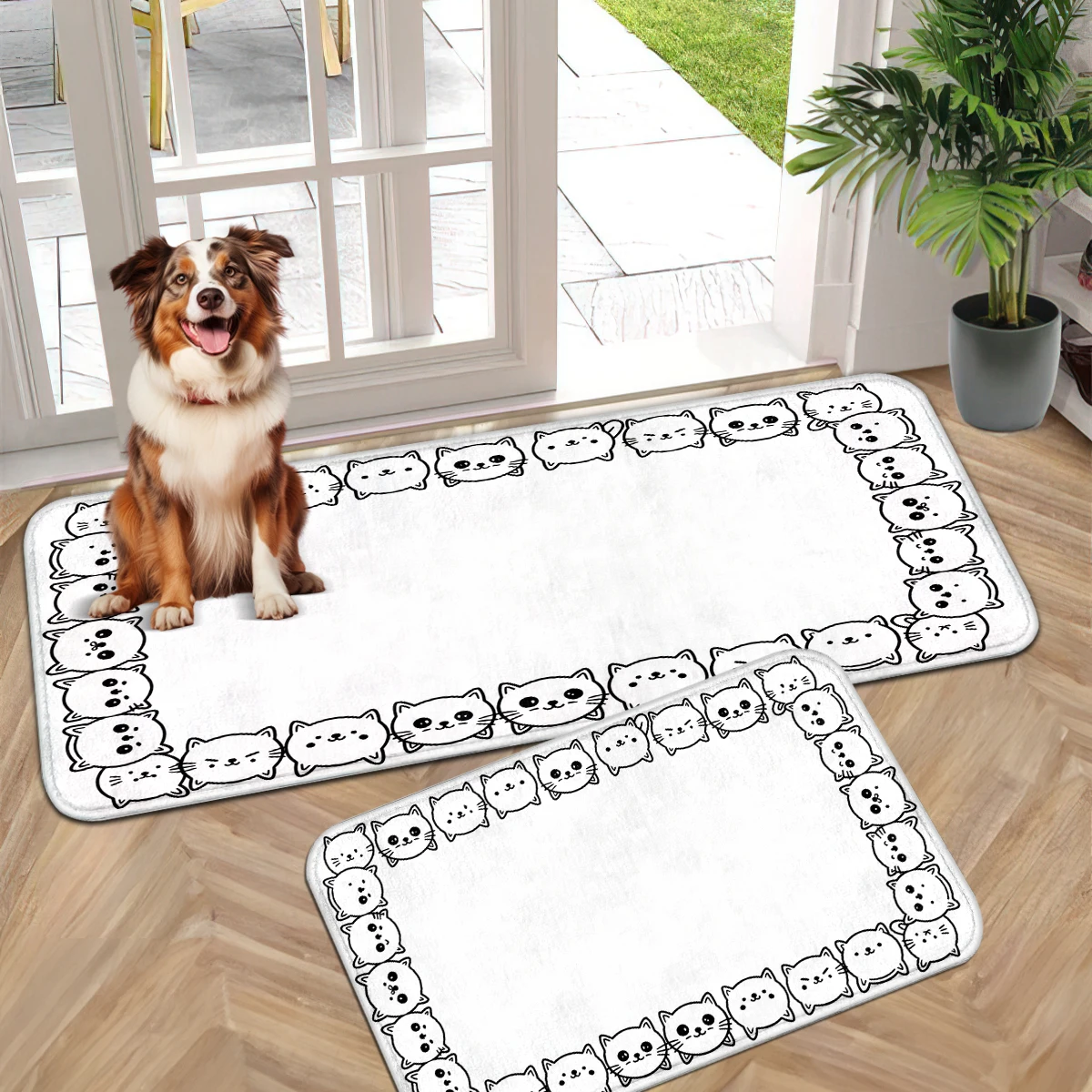 Cartoon Cat Lace Frame Mat, Pink Floral Door Mat, Cream Floral Hallway Rug, Retro Brown Leaf Geometric Bear Frog Mat.