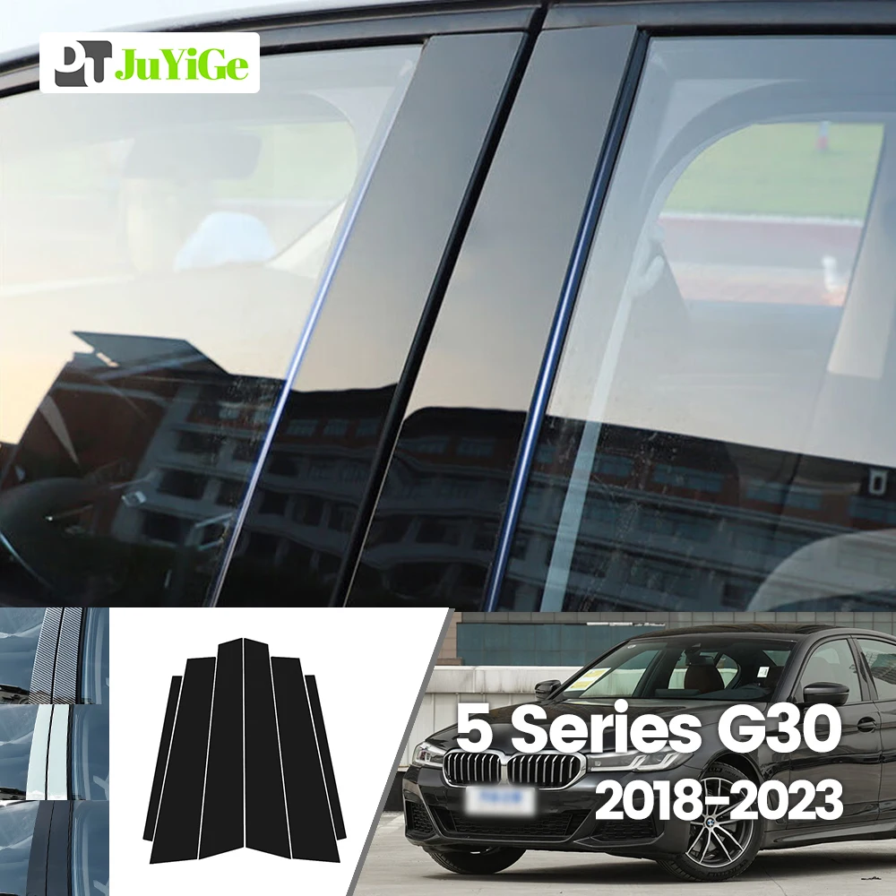 

For BMW 5 Series G30 2018-2023 2019 2020 2021 2022 Bright Black Carbon Fibre Window Door B C Sticker