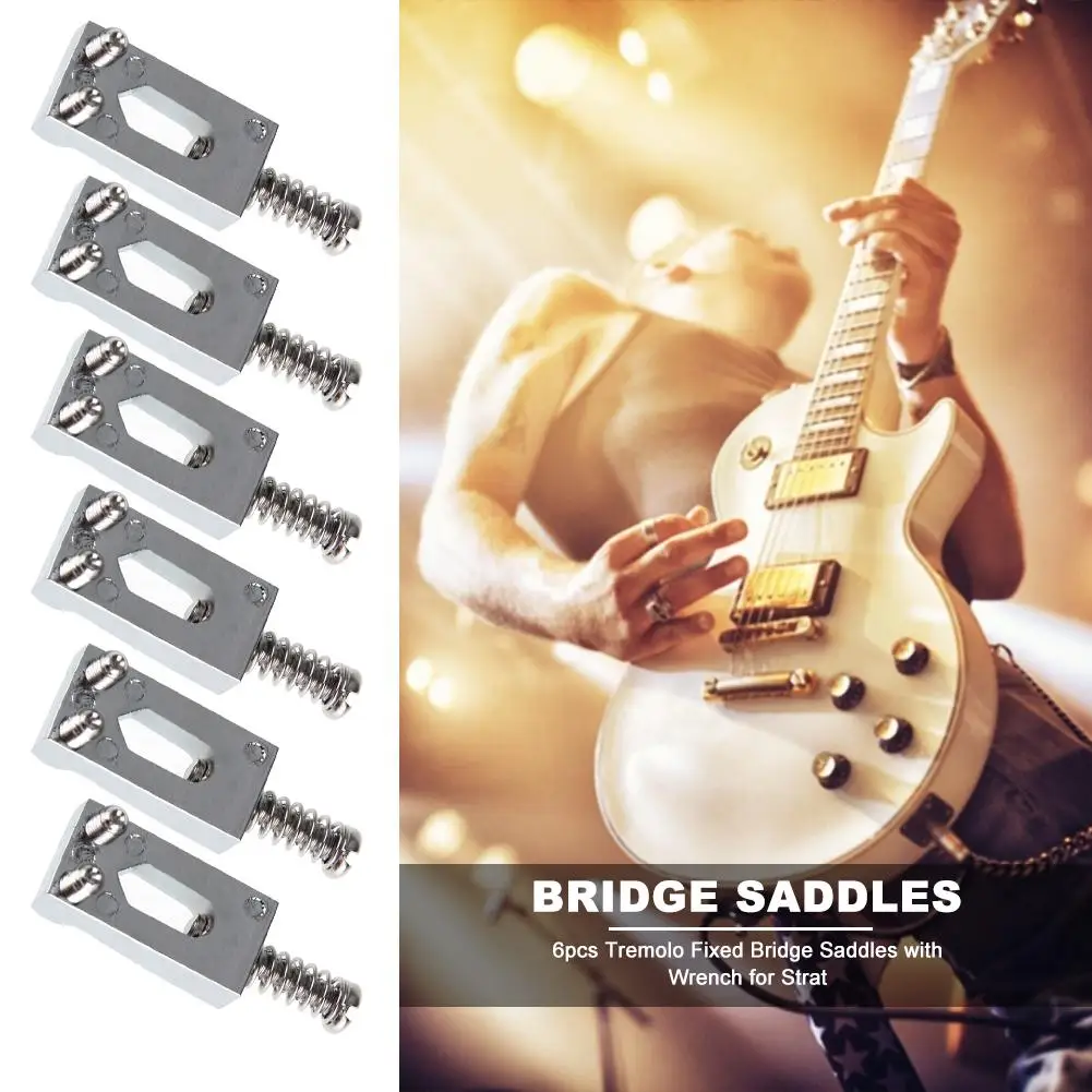 Portable Tremolo Fixed Bridge Saddles with Wrench for Stratocaster Electric Guitar Musical Enjoyable Instrument Supplies