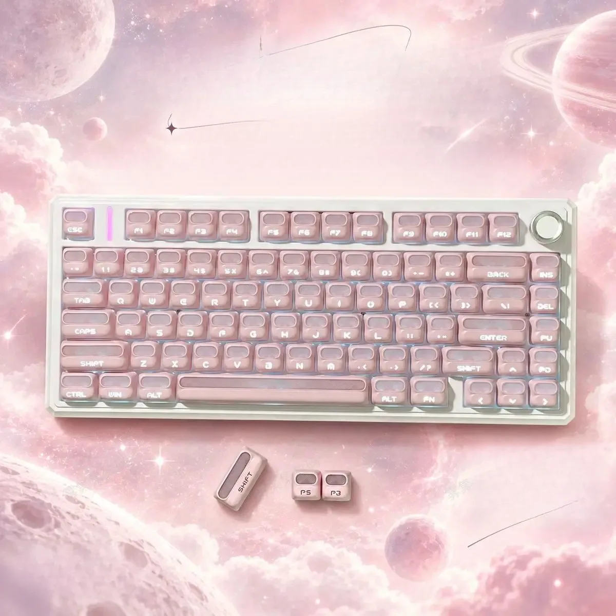 Astronaut Custom Keycaps XDA Profile PBT+PC Dual-Sided Shine-Through Keycap Set for MCHOSE AULA Mechanical Keyboards