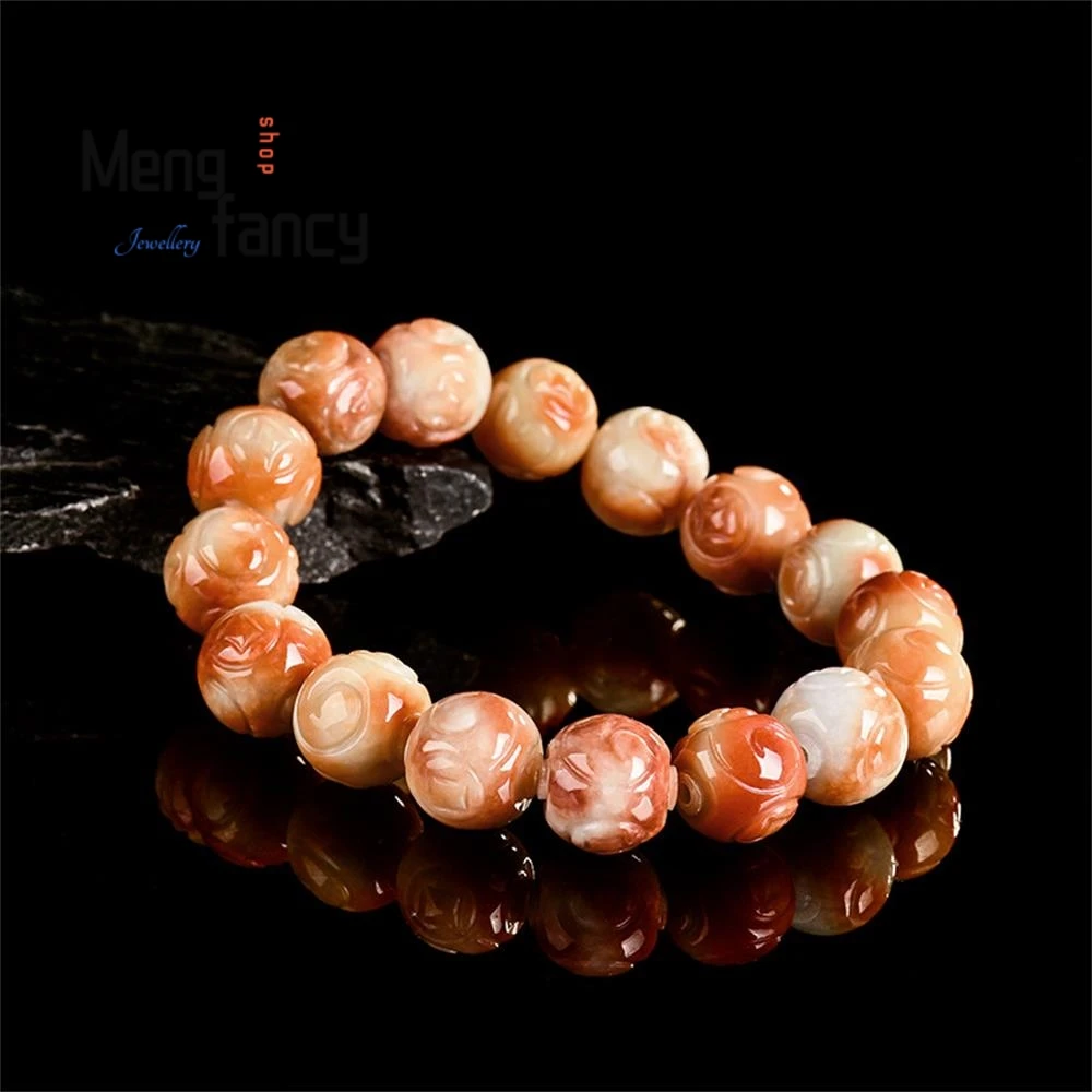 

Натуральный браслет из жадеита класса А из Мьянмы с узором «Красные деньги», приносящий удачу, из ледяного жадеита, популярное модное украшение для пар