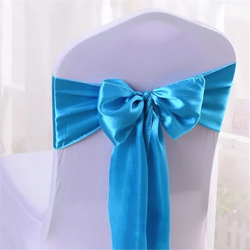 Q9QA 5Pcs Satins Chair Cover Band Ribbon Chair Tie Back for Party Banquets Decorations Wedding Decorations Knots Chair Bow