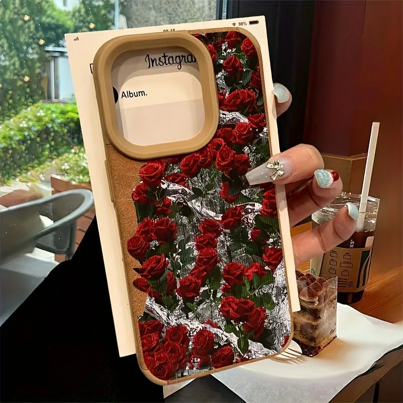 Glacier Rose Flip Faux Leather High-Value Fashion Phone Case For iPhone 16 Pro Max Case iPhone 15 14 Plus 13 12 11 XS X XR Cover