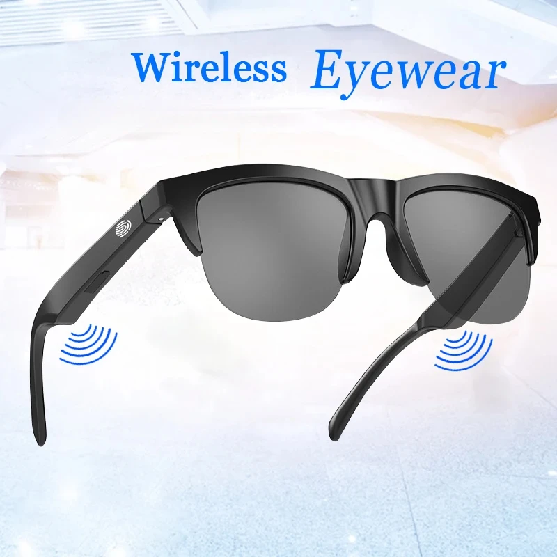 Buen gafas Gafas de sol inalámbricas con Bluetooth Micrófono incorporado Altavoces Aplicación compatible con asistente de voz y táctiles para hombres y mujeres