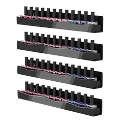 Nail Polish Wall Rack: 4 Shelves 15 Inch Black Acrylic Nail Polish Organizer for 48-66 Bottles Multi-Purpose Acrylic Shelf.