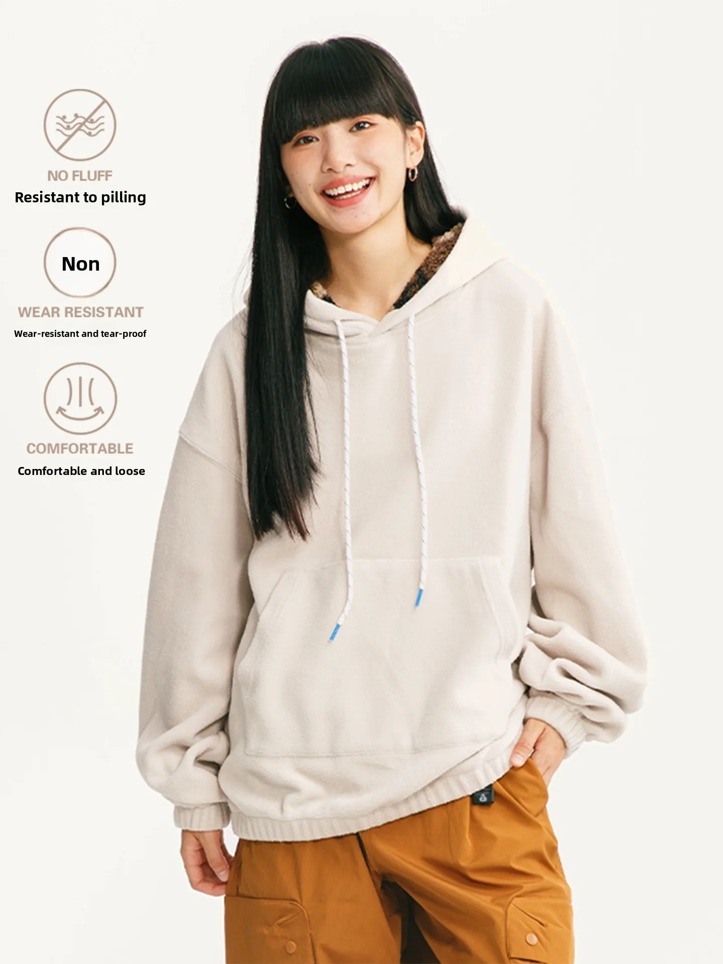 

Утепленная флисовая толстовка с капюшоном для активного отдыха, молодежная, из смесового полиэстера и хлопка, с длинными рукавами, осень-зима