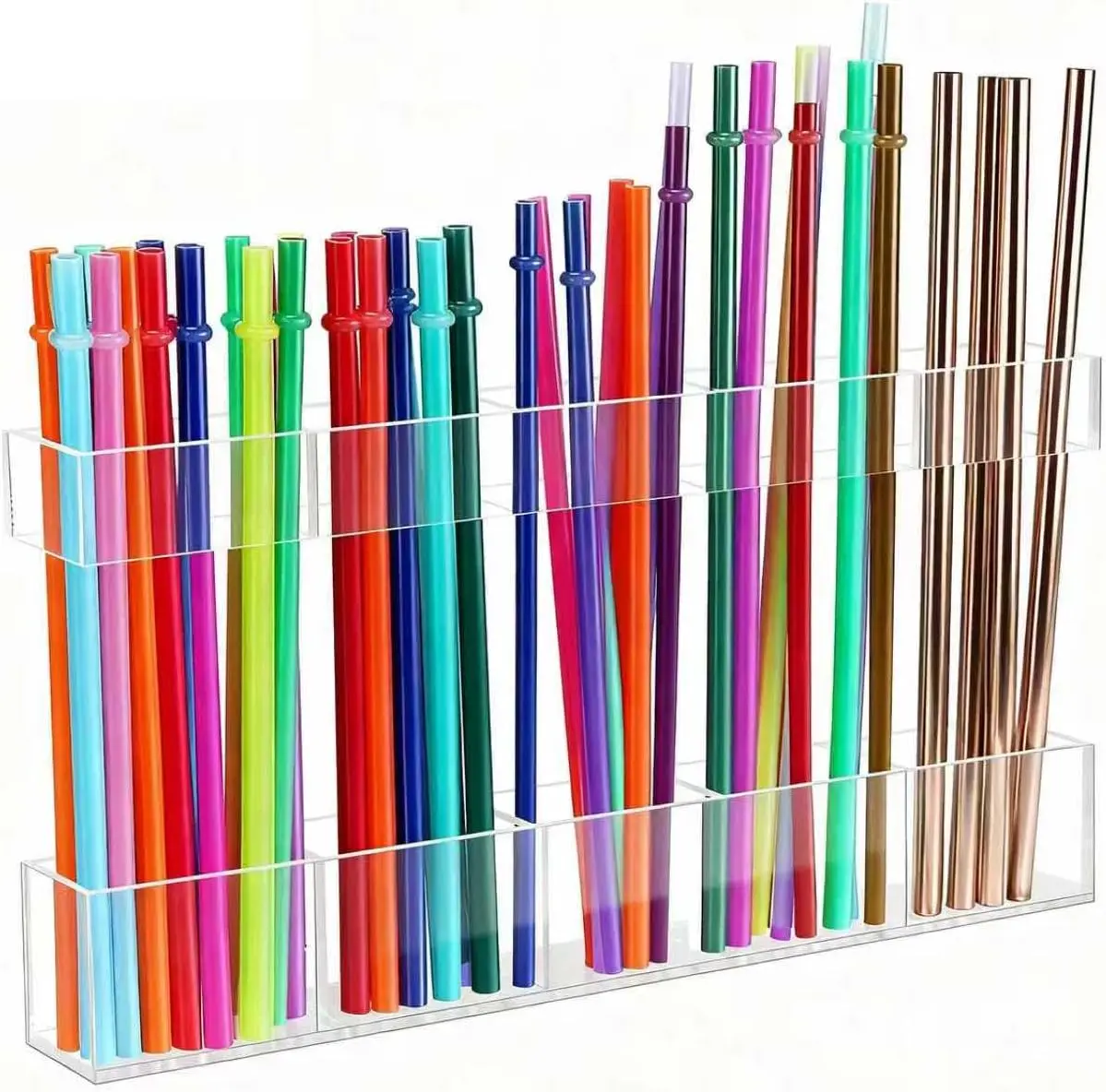 

9.5“ Acrylic Straw Holder Tumbler Straw Organizer Storage Cabinet Straws Container for Kitchen Cabinet Door Accessories Containe