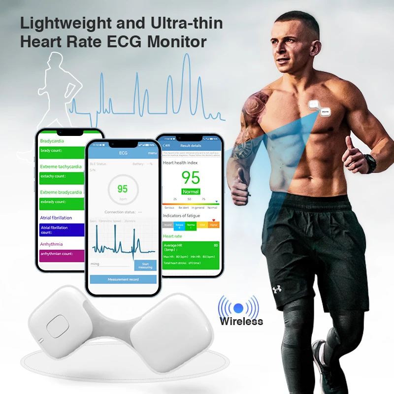 Mobile 24H Heart Monitor Android Slim EKG Machine Portable Ecg Device Recorder Wearable Wireless Personal EKG Monitor