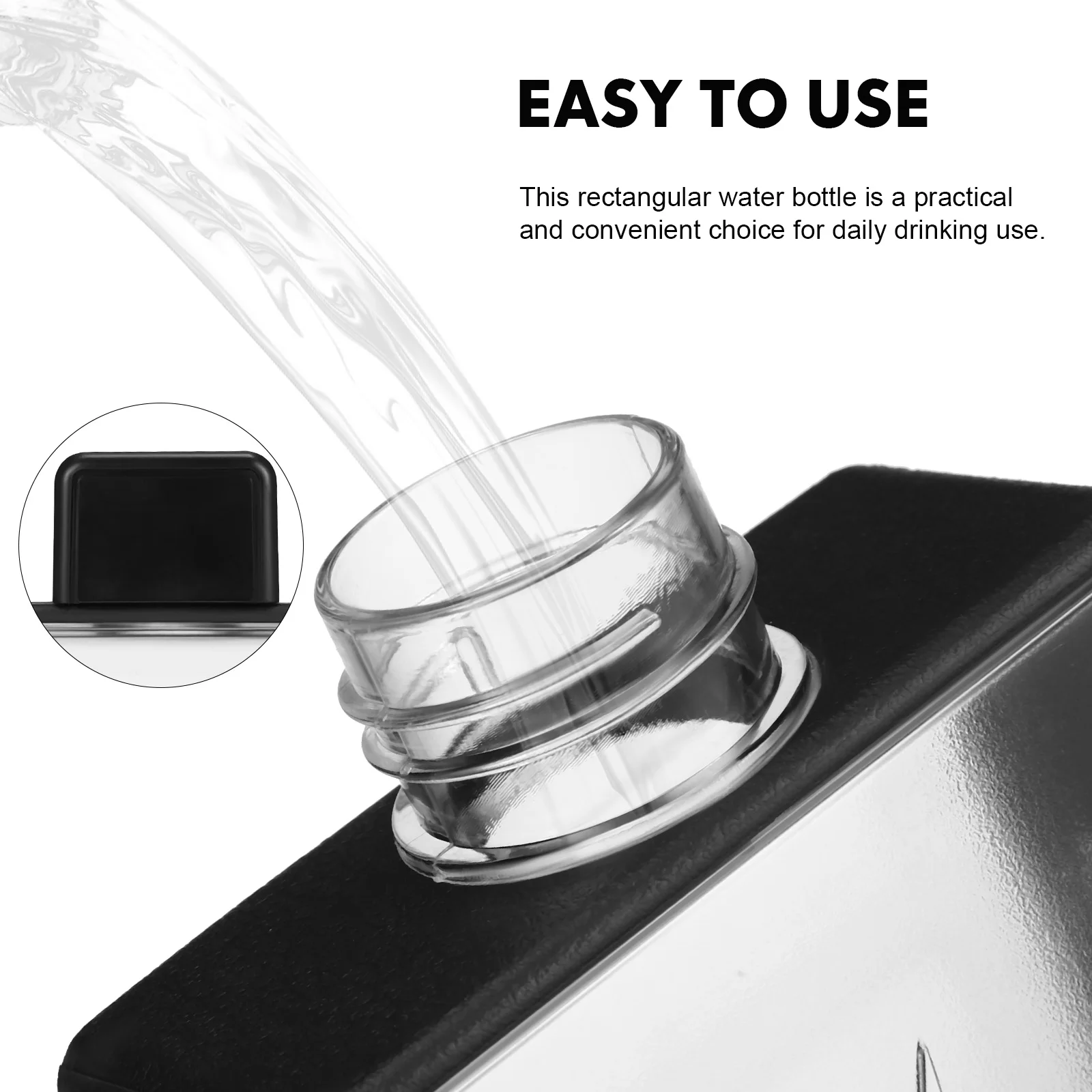 

450Ml Plastic Cup Rectangular Clear Water Bottle Portable Outdoor Sports Bottle with Adjustable Strap for Gym Hiking Trekking